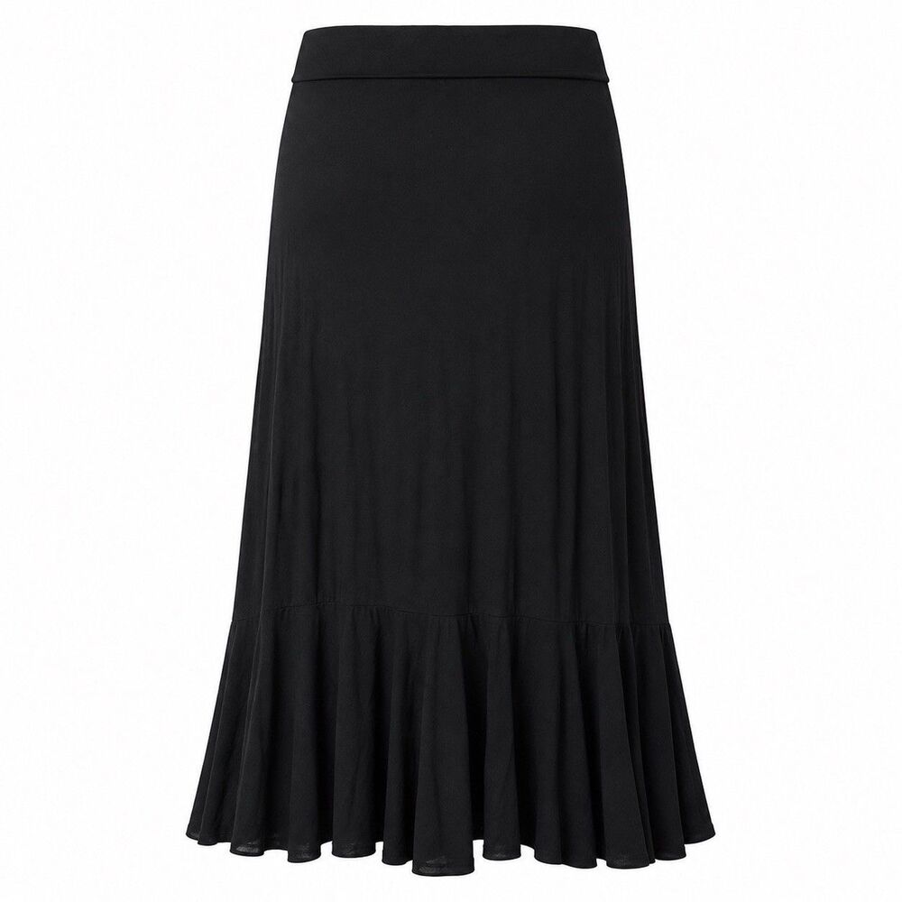 NEW Gap Black Maxi Skirt Tie Waist Ruffle Hem Large Tall NWT Cooling Resort - Picture 3 of 10